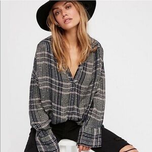 Free people oversize plaid tunic size small